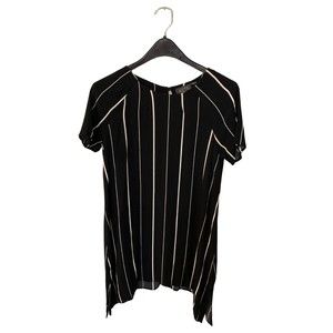 Lulus | Astr the Label Black Striped Shift Dress Rayon Slit Dress Size Small